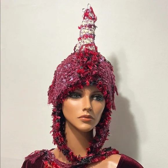 Handcrafted Burgundy Unicorn Knit Hat Handcrafted Burgundy Unicorn Knit Hat  main image 2